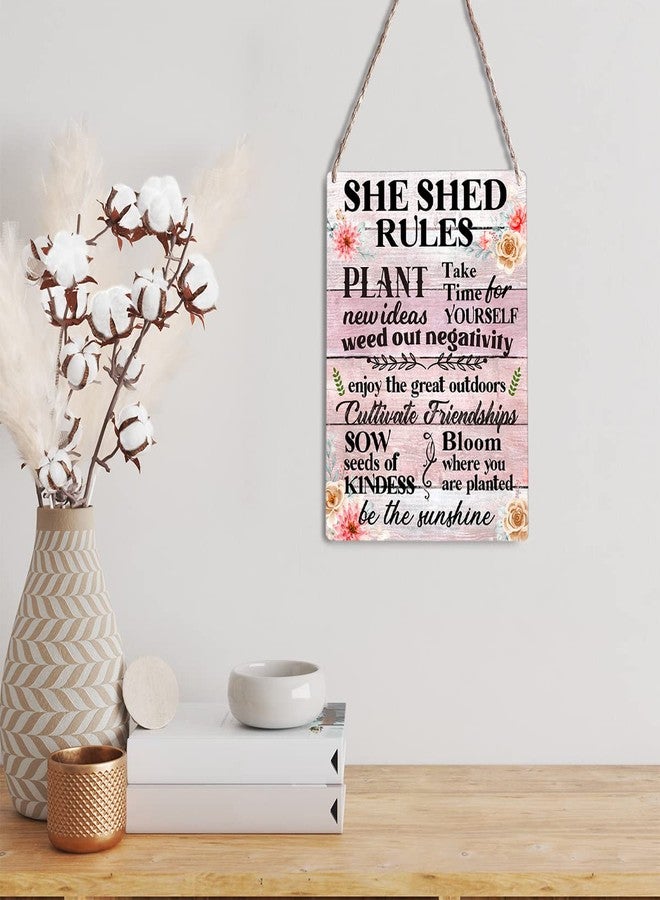 GUDIAO Farmhouse Garden Wooden Sign Wall Decor Rustic She Shed Rules Plant New Ideas Wood Plaque Hanging Sign Decoration for Home Door Outdoor 8"x10" - Image 5